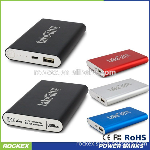Slim Aluminium Euro Power Bank 8000 mah Portable Charger for Mobile